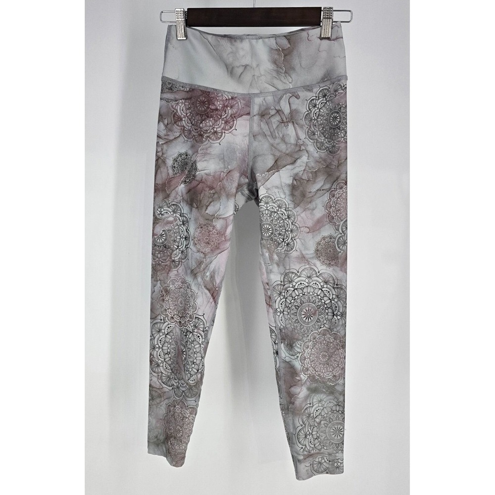 Flexure Bodywear Womens Mandala Marble Print Leggings Grey Mauve Size M Yoga Gym